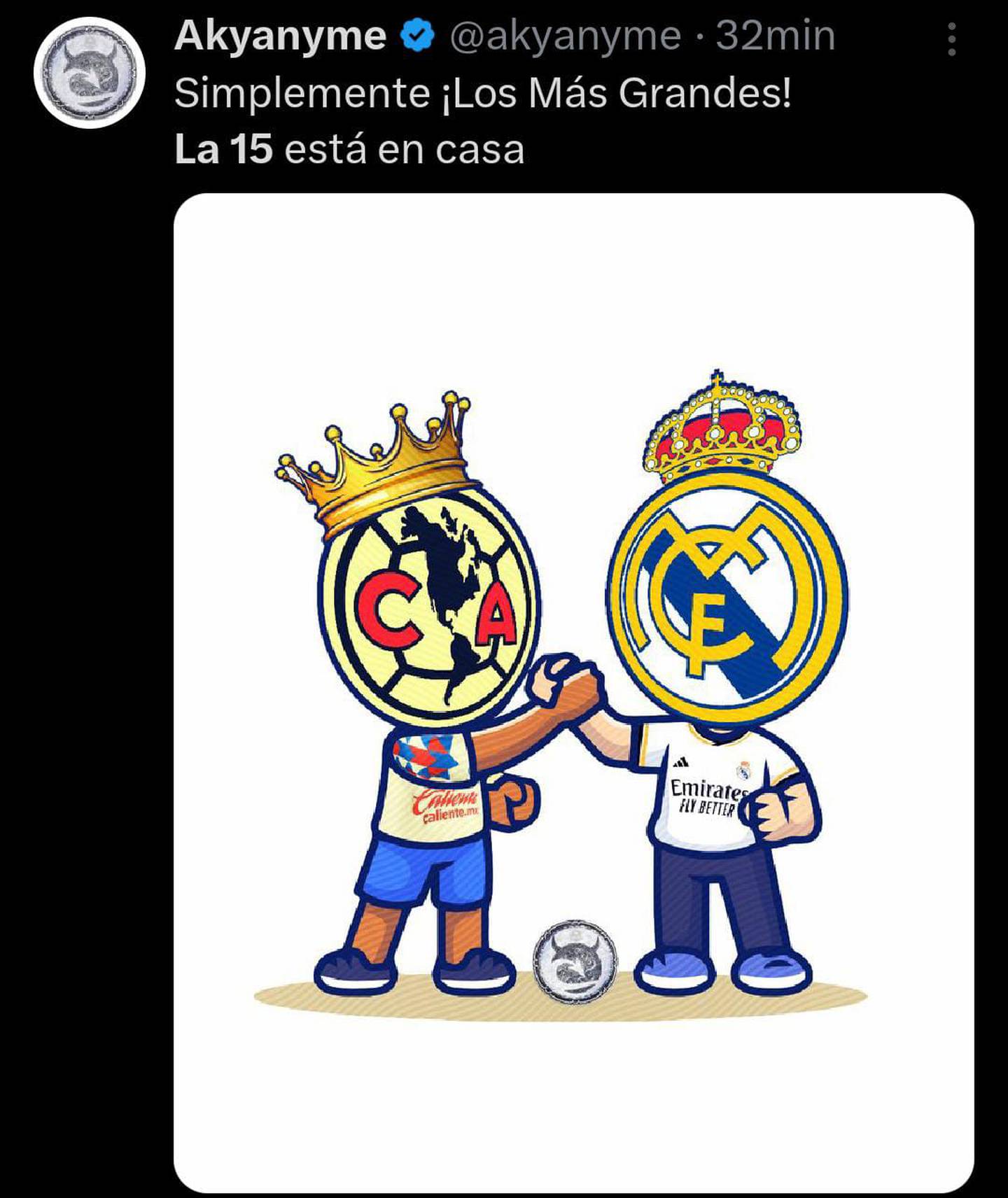 Compararon al Real Madrid con el Club América. (Captura: Redes sociales)