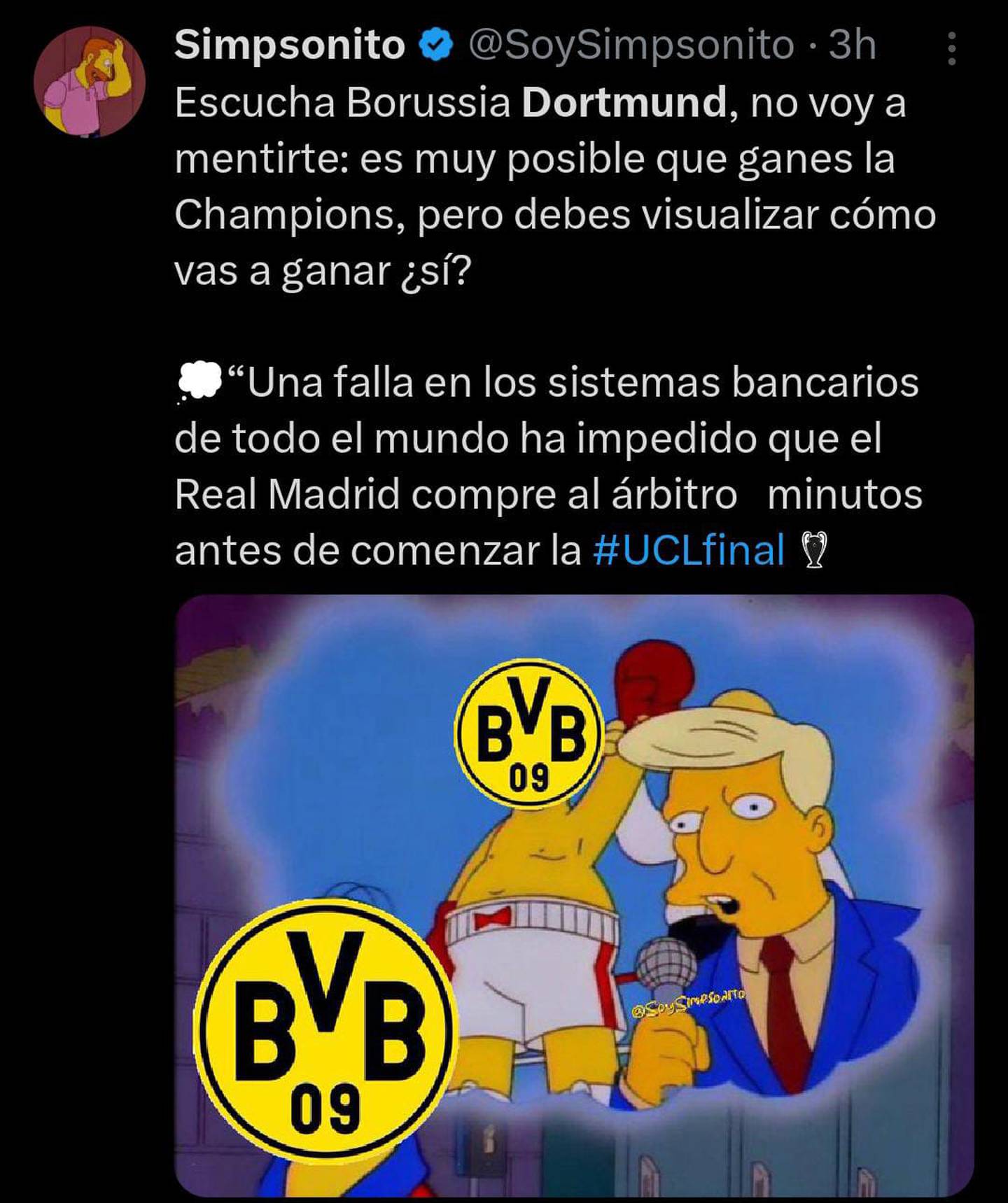 Usuarios aseguraron que el Borussia Dortmund podría ser campeón por primera vez. (Captura: Redes sociales)