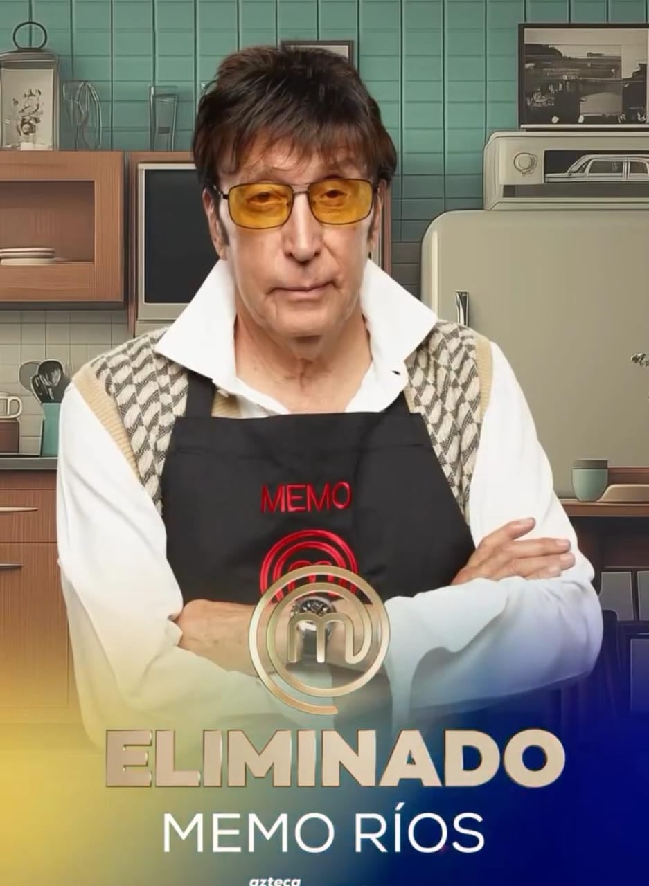 Memo Ríos se convirtió en el tercer eliminado de 'MasterChef Celebrity 2025'. (Foto: Azteca Uno)