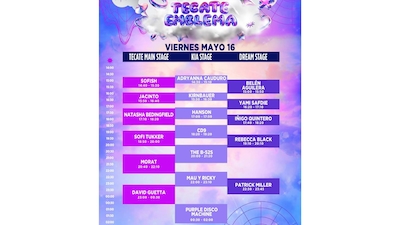 Horarios del Tecate Emblema 2025 del viernes 16 de mayo. (Foto: Ocesa)