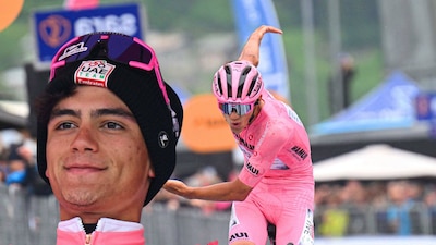 El ciclista mexicano Isaac del Toro compite en la etapa 21 del Giro de Italia 2025. (Foto: Especial El Financiero)