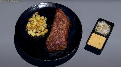 Leslie Gallardo preparó un corte de carne acompañado de papas y salsa en su último programa en 'MasterChef Celebrity' 2025. (Foto: MasterChef)