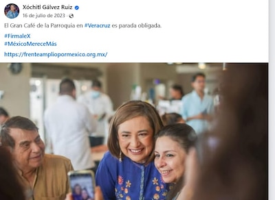 Xóchitl Gálvez estuvo en el Gran Café de la Parroquia. (Foto: Captura)